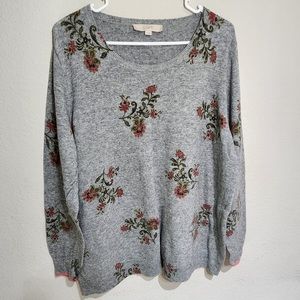 Loft Gray Sweater With Floral Print . Size- XXL